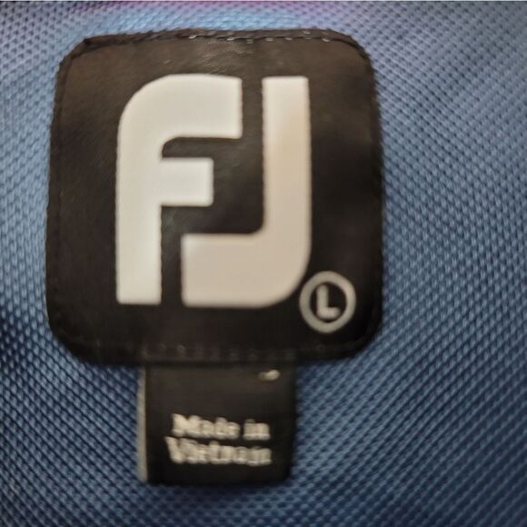 FootJoy Men's Golf Shirt Size L Blue Performance Polo With Pink Chest Pocket - Picture 5 of 13